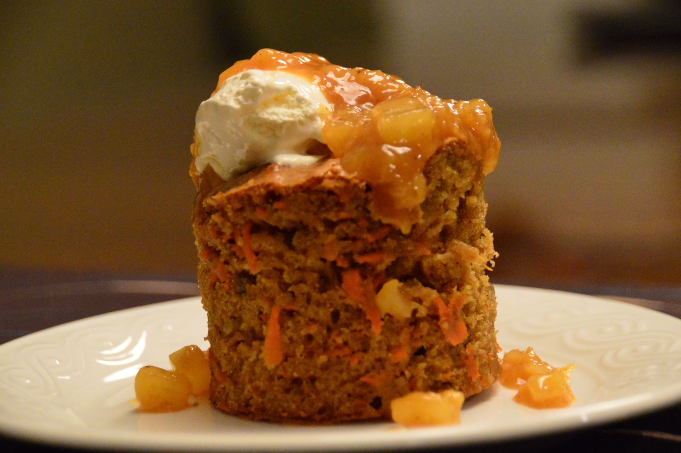 Carrot Cake with Pineapple Honey Mustard Sauce